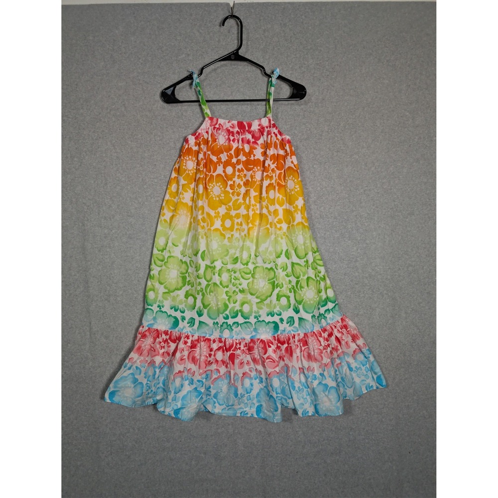 Bonnie Jean Girls Maxi Dress Size 10 Sleeveless Tiered Summer Floral Rainbow